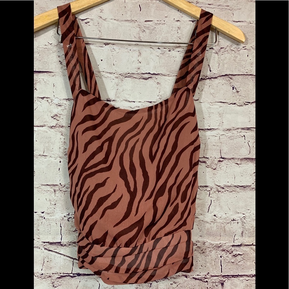 ASTR The Label Mauve Zebra Print Sleeveless Blouse